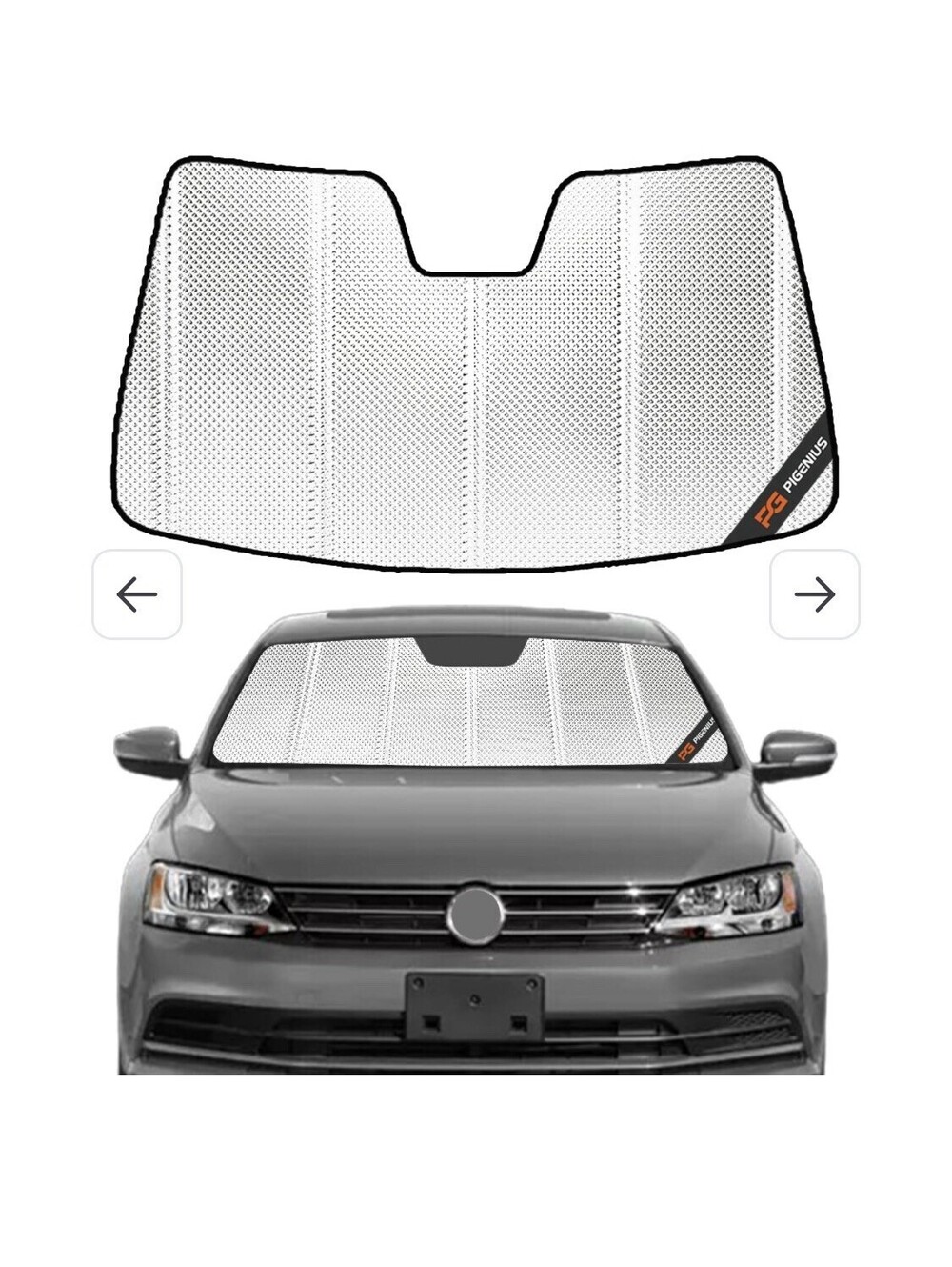 Pigenius Windshield Sun Shade for VW Jetta 2011-18. Reflective Aluminum Film